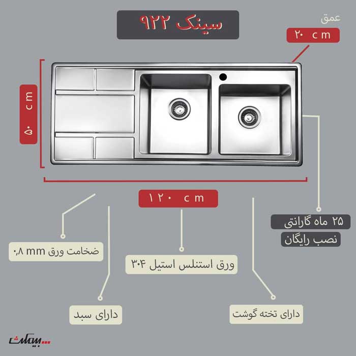 سینک بیمکث مدل BS922